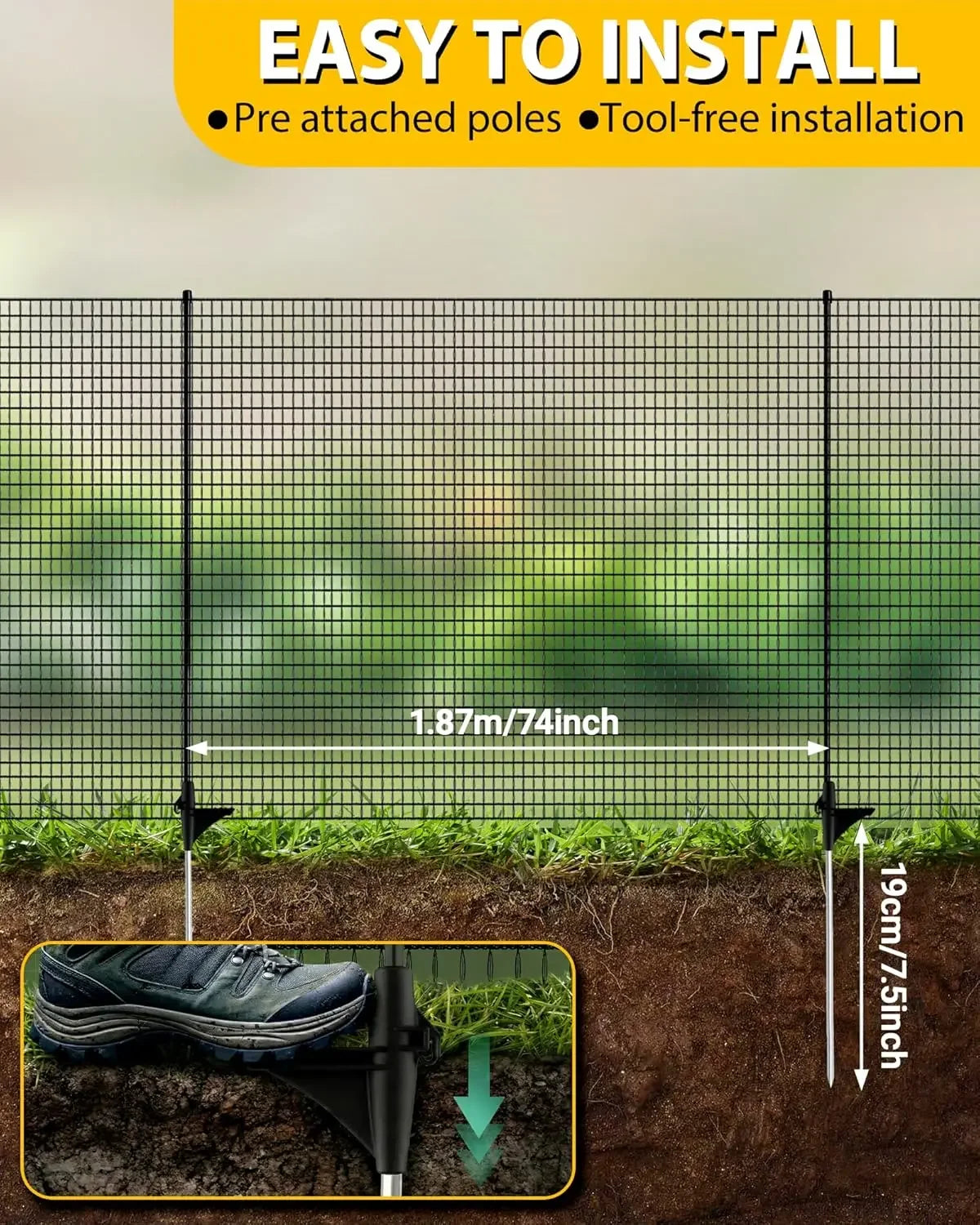 Temporary Fence With Posts Plastic Garden Fence For Animals