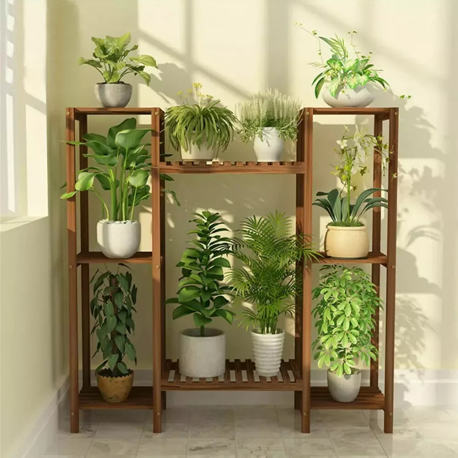 Wisfor Eight Tier Wood Plant Stand Indoor Outdoor Flower Rack