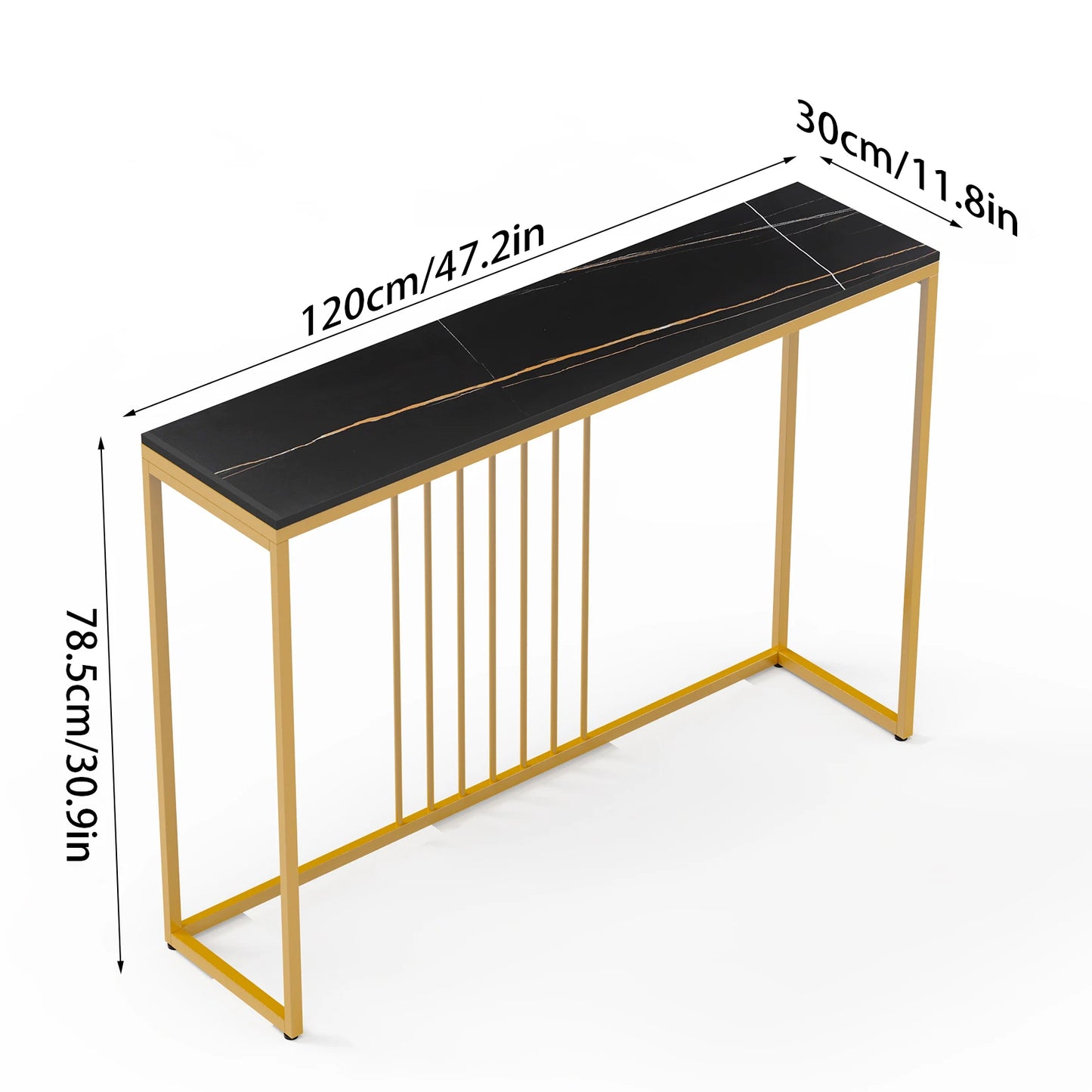 Bingopaw Console Table With Sintered Top And Metal Legs Hallway