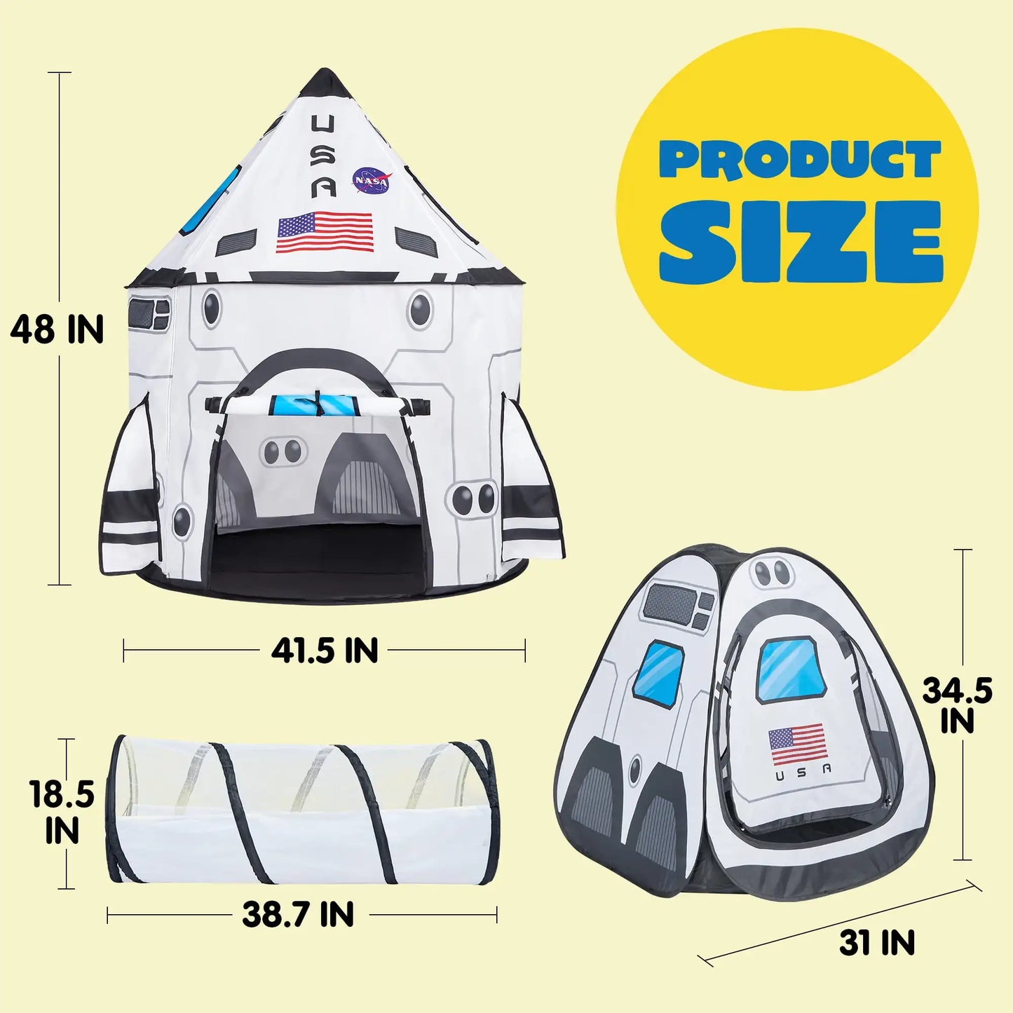 Joyfy Rocket Ship Tent Set With Tunnel Three Piece