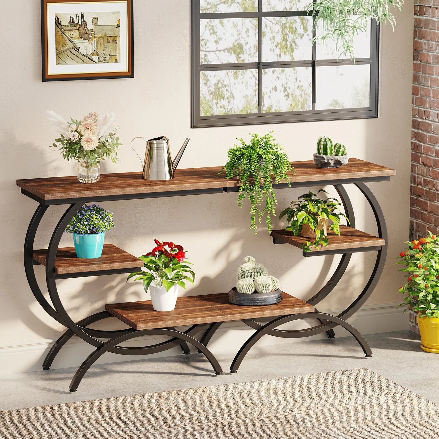 Tribesigns C Shaped End Table With Storage Shelves Modern