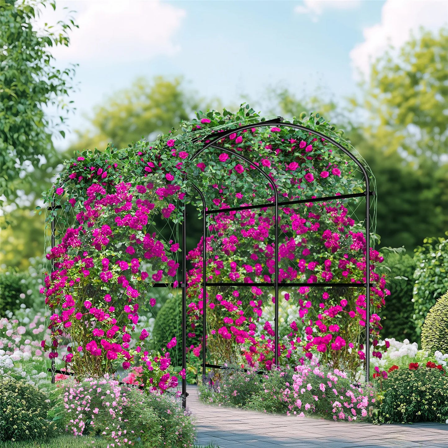 BINGOPAW Cucumber Trellis Metal Garden Arch Plant Support