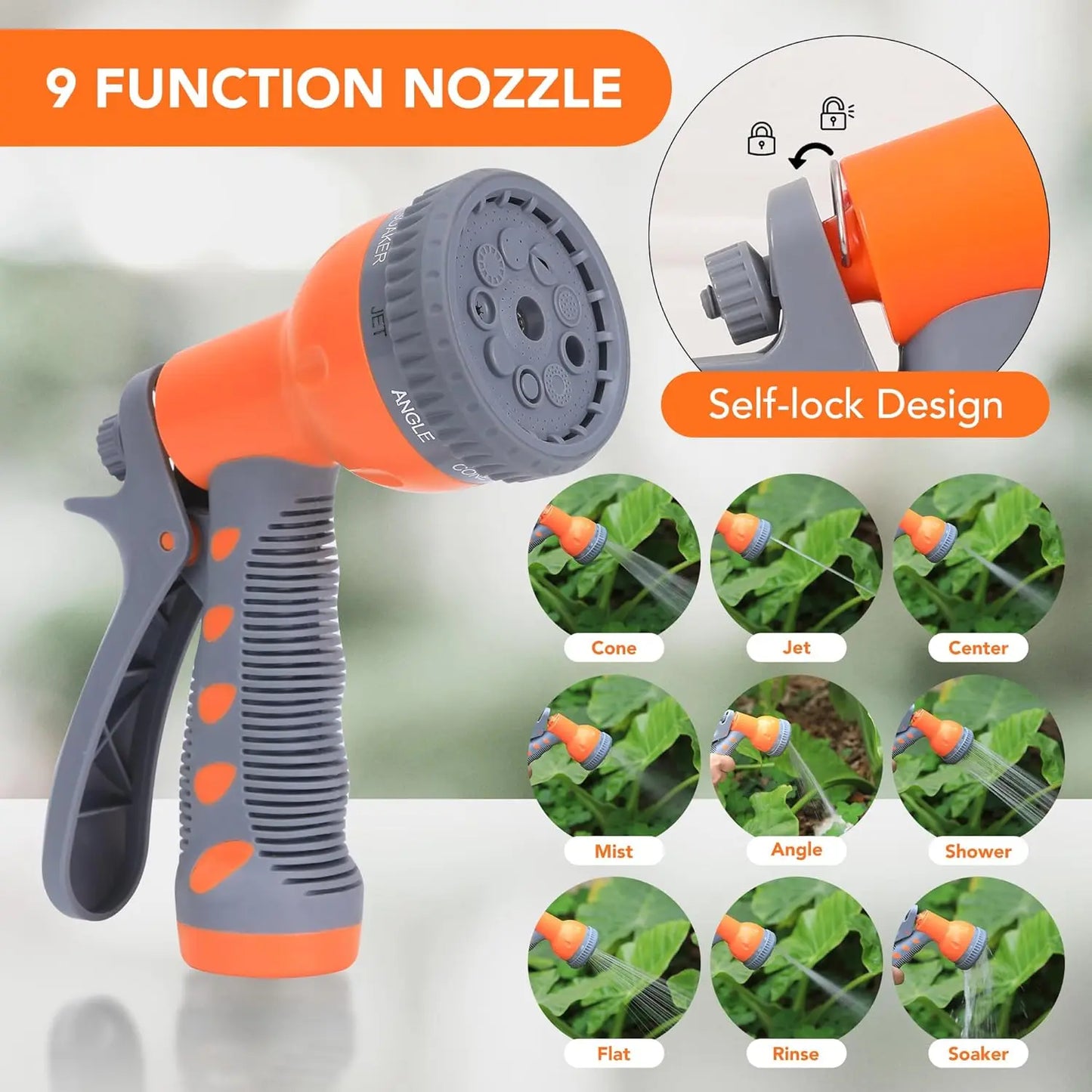 Retractable Garden Hose Reel 1/2 In x 100 FT Wall Mounted Water Hose Reels for Outside 180° Swivel Bracket & Any Length Lock