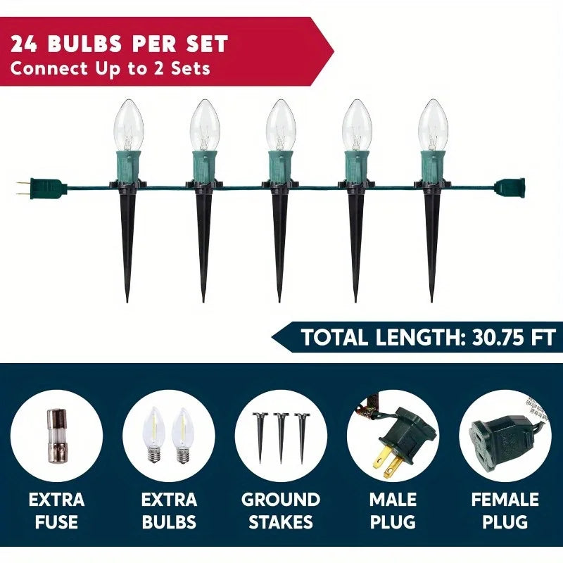 Joyfy Christmas C9 Pathway Lights for Outdoor Holiday Decorations