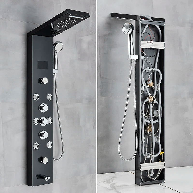 Shinesia LED Shower Panel With Waterfall Rainfall And Massage Jets