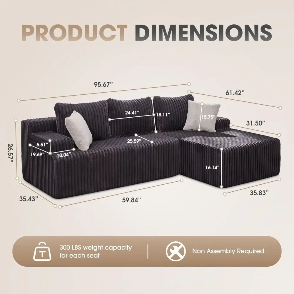 Cloud Modular L Shape Sectional Sofa With Memory Foam Chaise