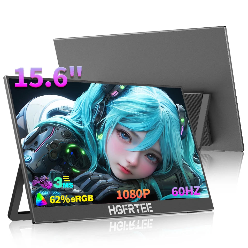 HGFRTEE Portable FHD IPS Monitor for Laptops Type C HDMI