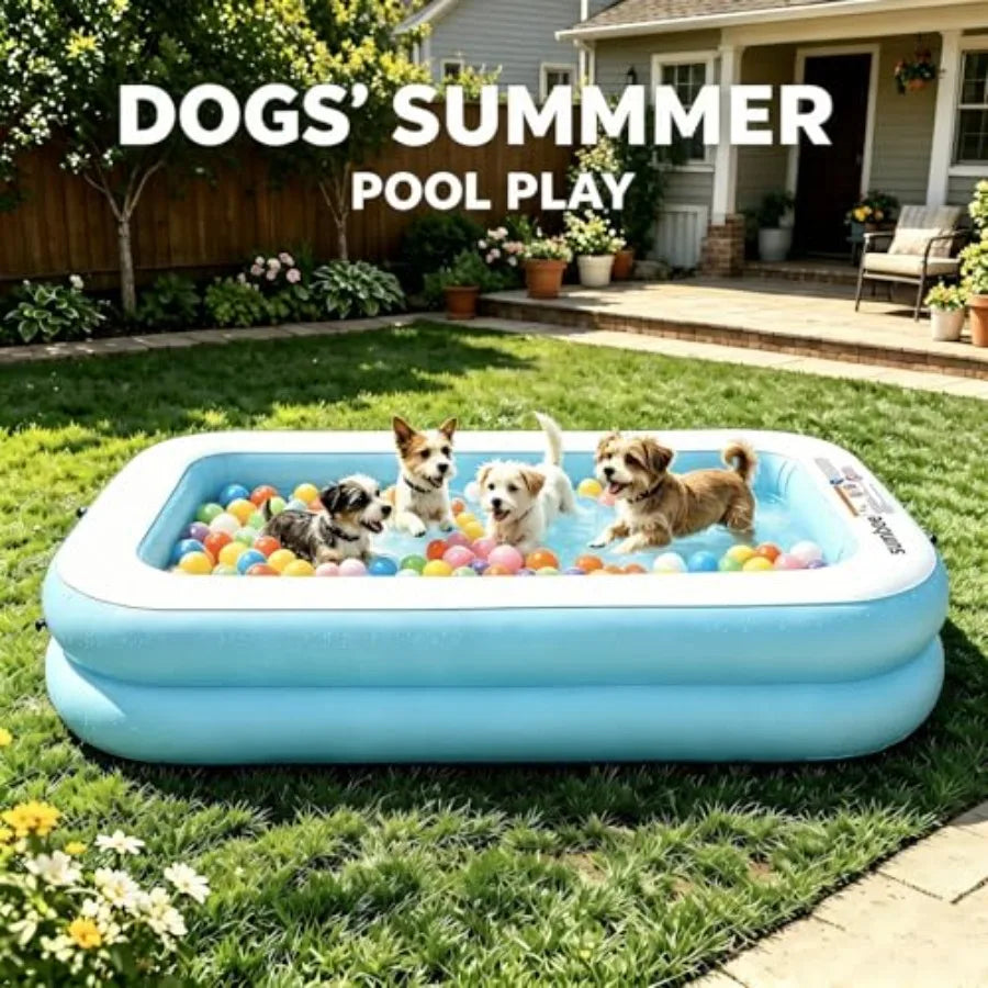 Inflatable Rectangular Family Pool With Thick PVC For All Ages