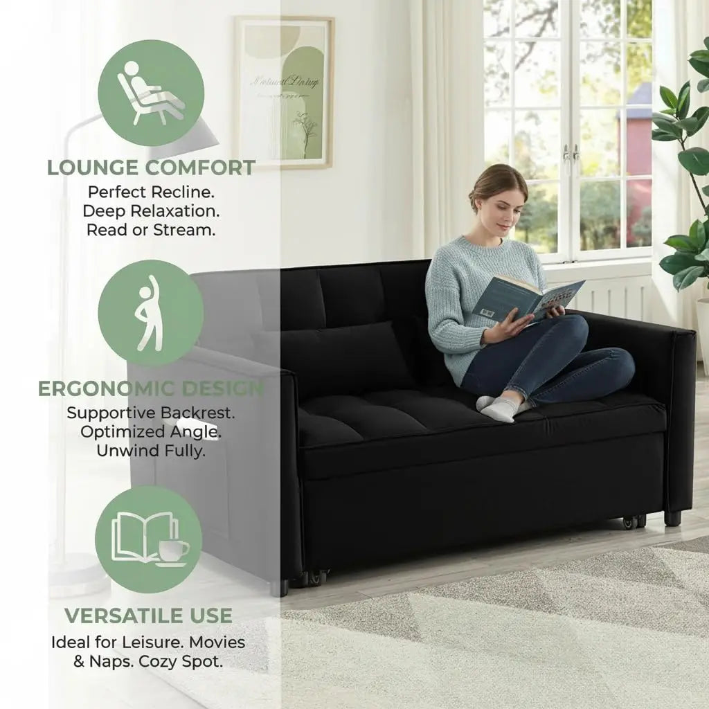 Loveseat Sleeper Sofa Three In One Convertible With Adjustable Backrest