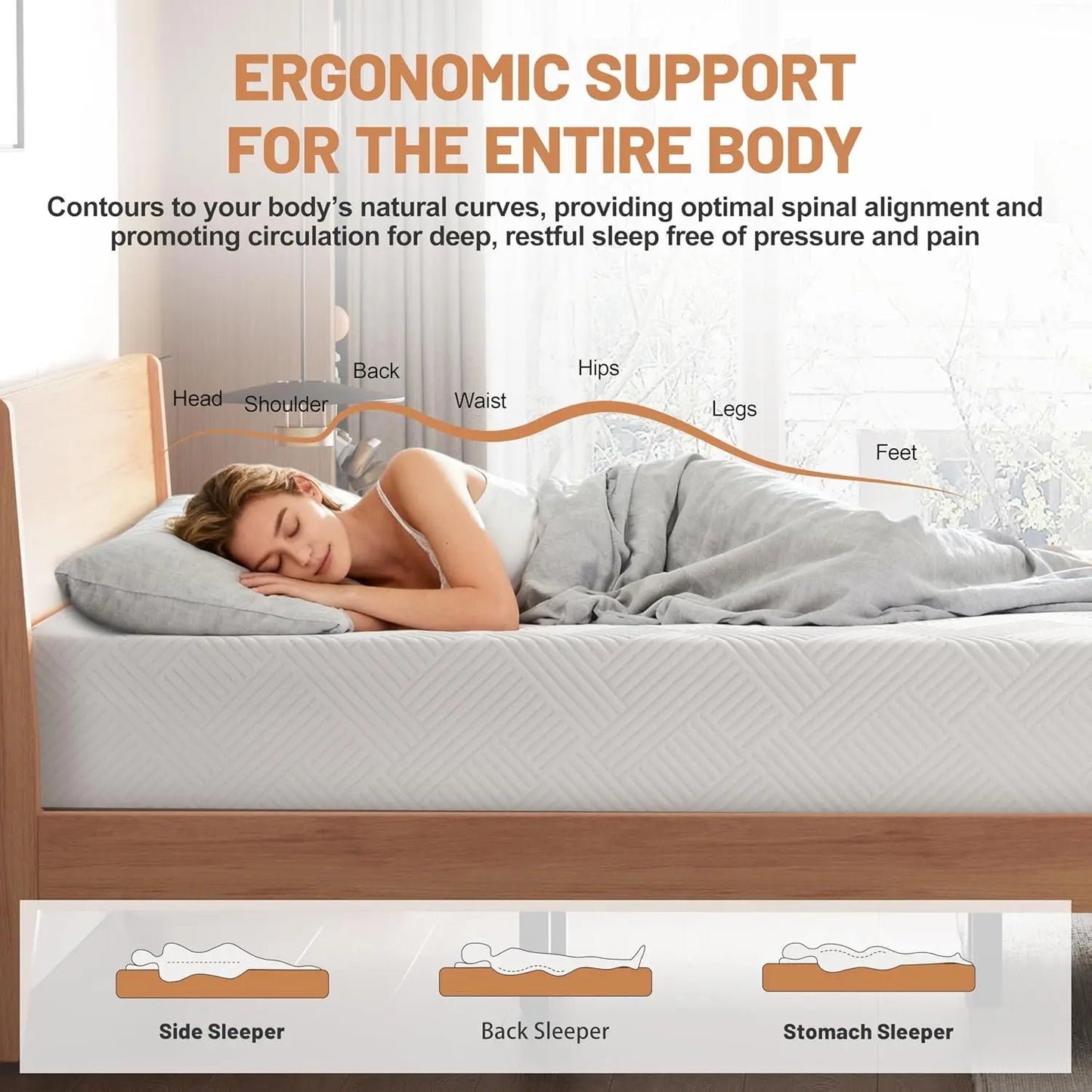 Gel Memory Foam Mattress With Cooling Back Pain Relief CertiPUR-US