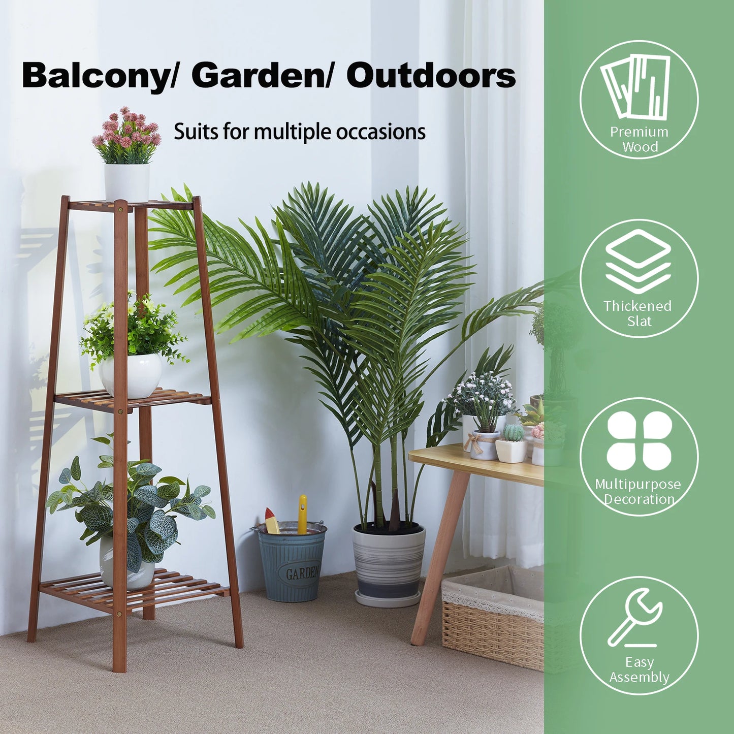 Wisfor Tiered Bamboo Plant Pot Stand Indoor Display Shelf