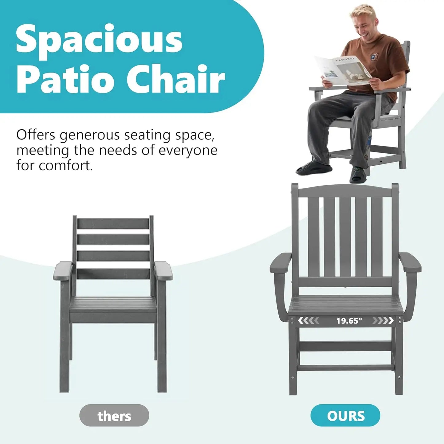HDPE Dining Chair Set of 4 With Armrests Outdoor Patio