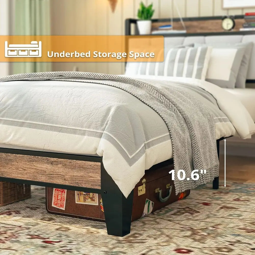Likimio Twin Bed Frame With Storage Headboard And Charging Station