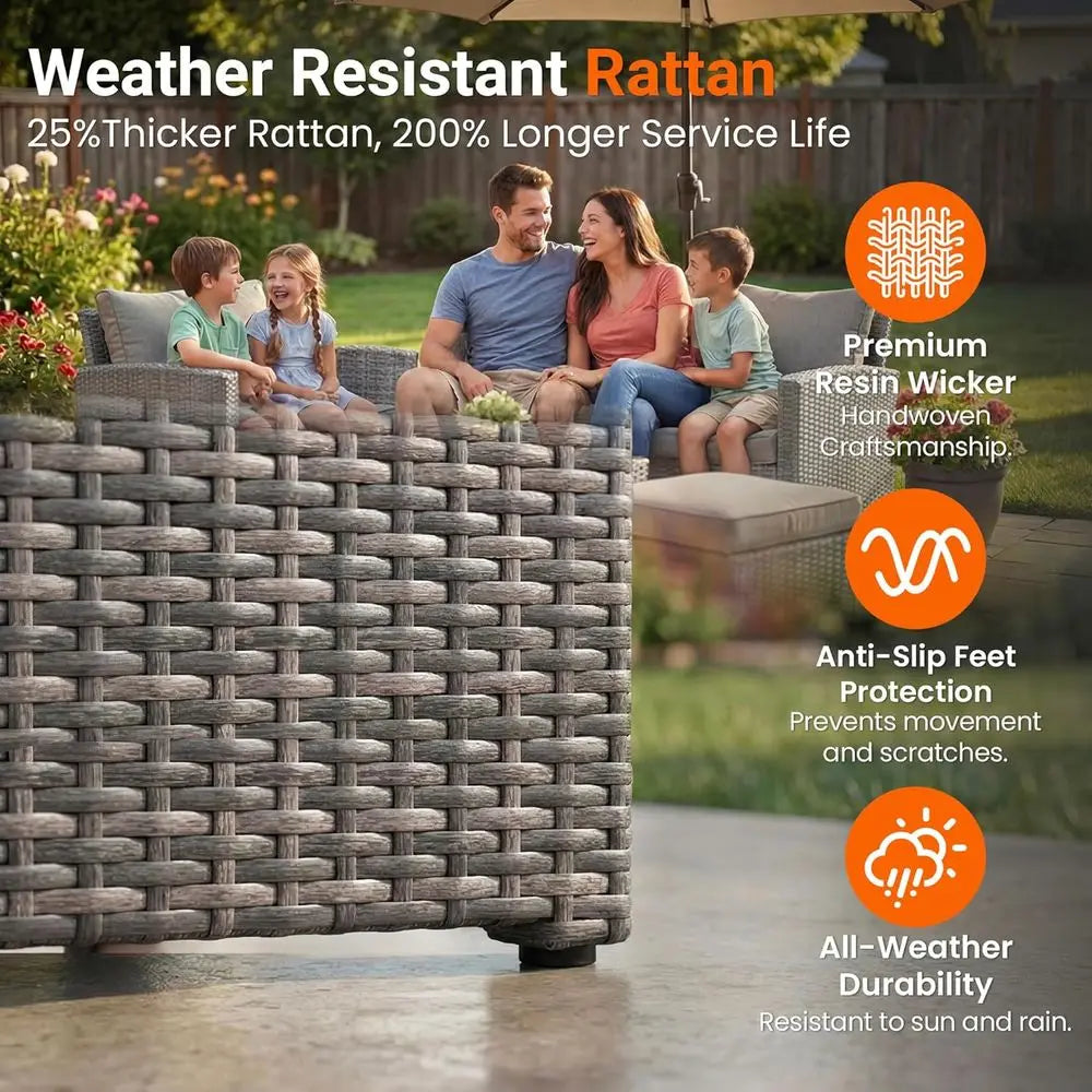 4-Piece Outdoor Patio Furniture Set With Wicker And Glass Table