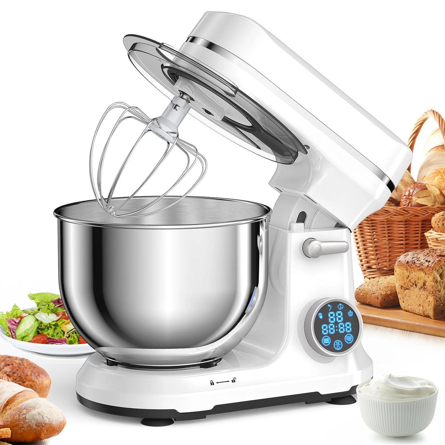 Biolomix 1200W Stand Mixer With 11 Speeds Digital OLED Display