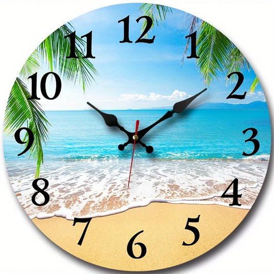 XMSJ Round Wooden Wall Clock For Living Room Decor Silent