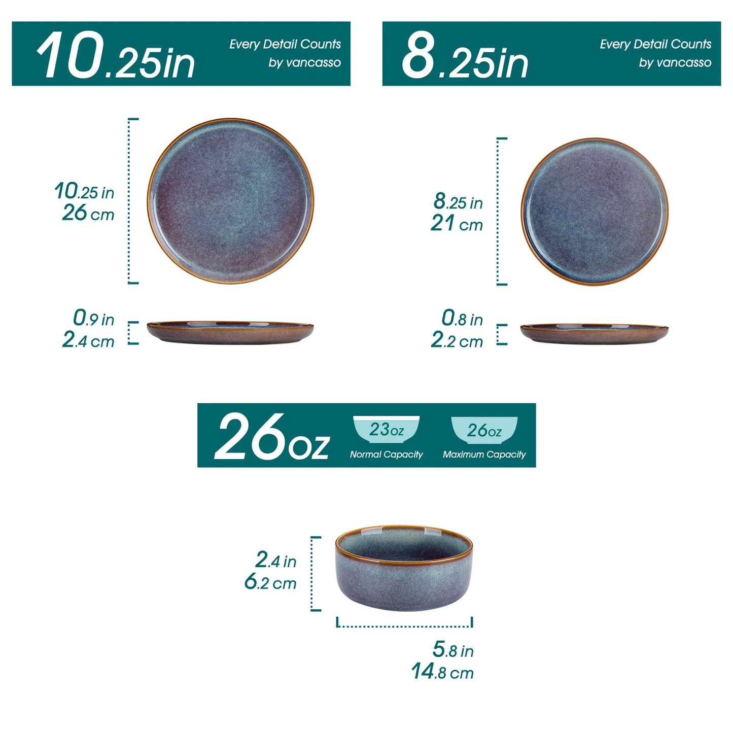 MALACASA Reactive Glaze Stoneware Dinnerware Sets For Everyday Use