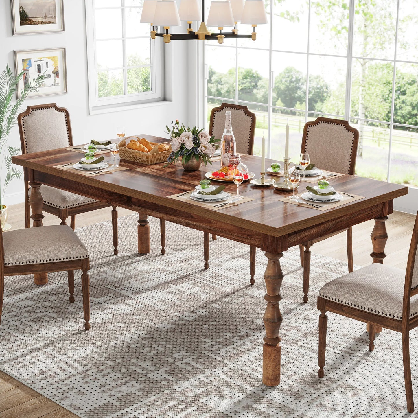 Tribesigns Wood Patio Table For Indoor And Outdoor Dining
