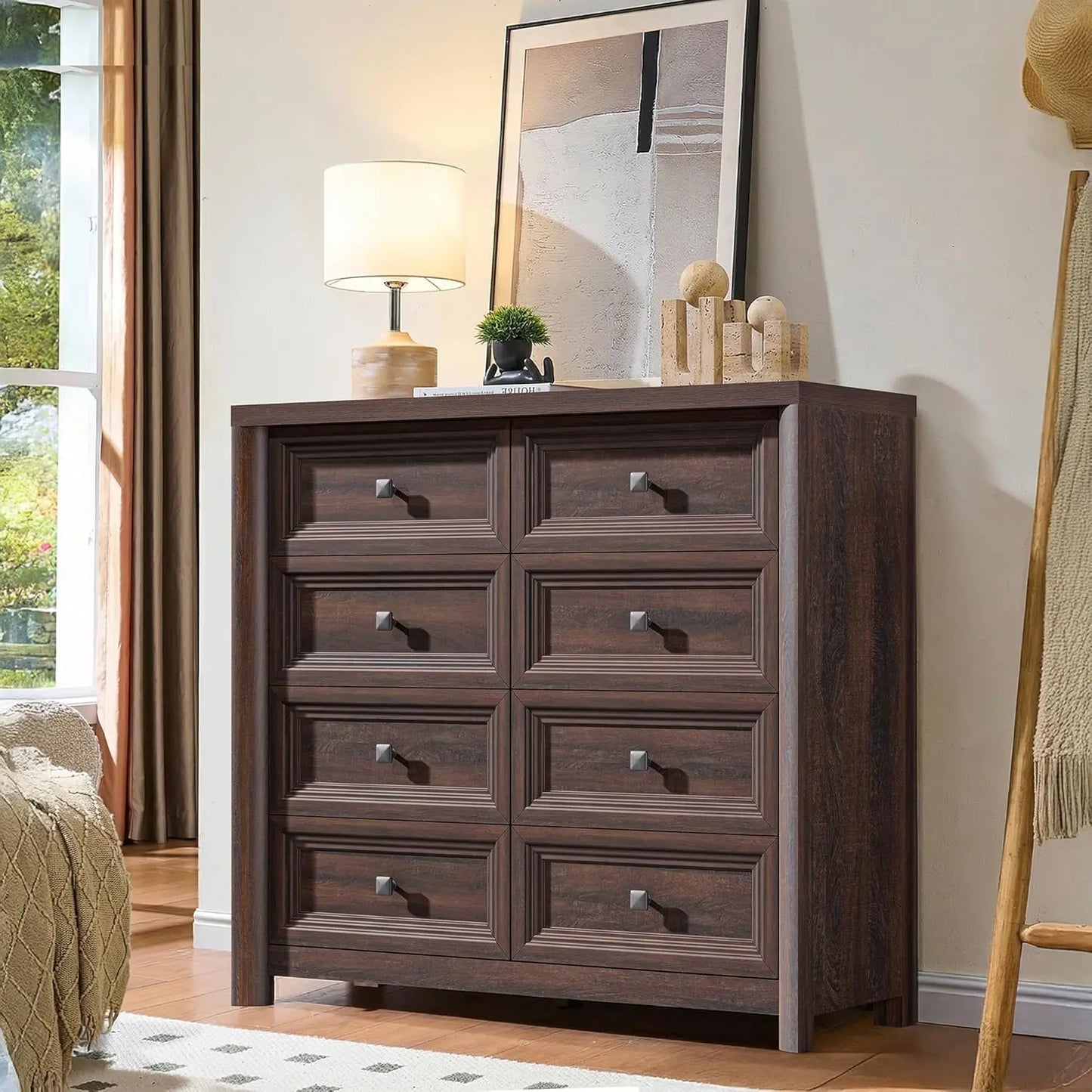 Farmhouse 6 Drawer Dresser In Solid Wood For Bedroom