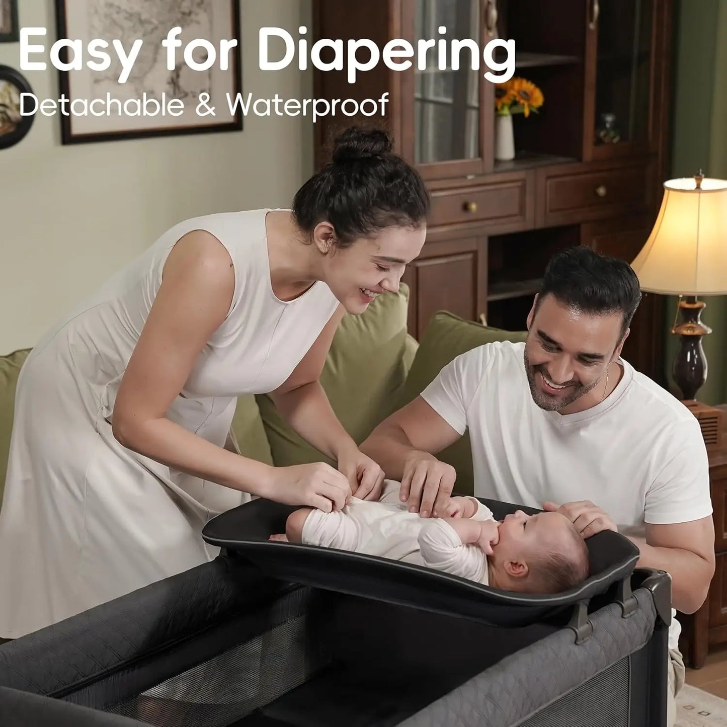 Fold Playard With Bassinet One Step Setup Zip Door And Changing Table
