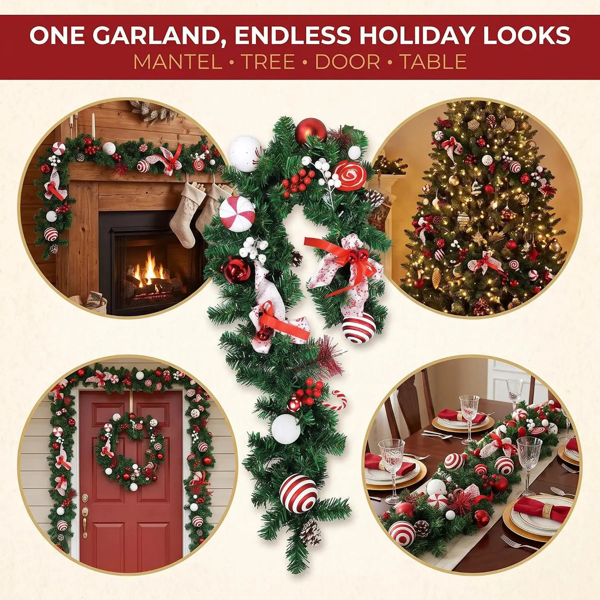 Artificial Christmas Garland With Pinecones And Berry Accents