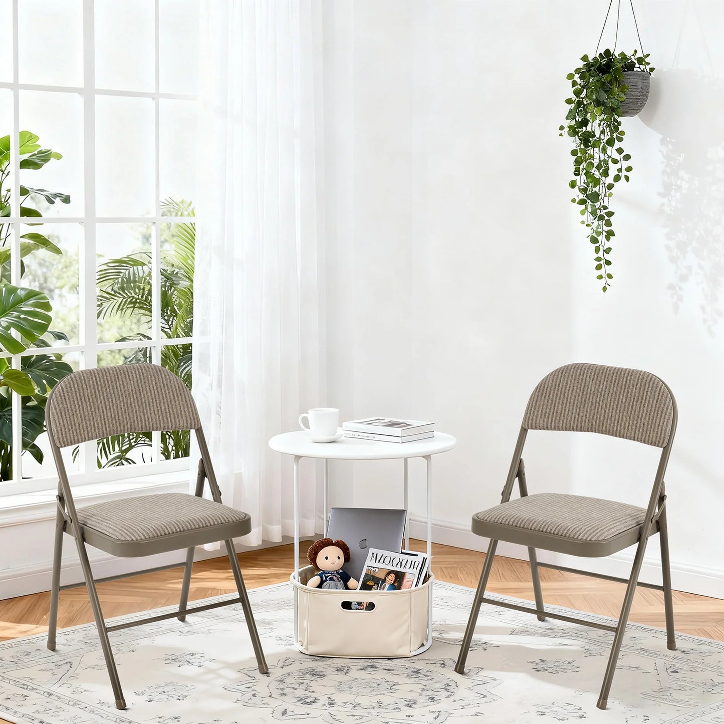 Mqc Foldable Padded Fabric Office Chair With Metal Frame