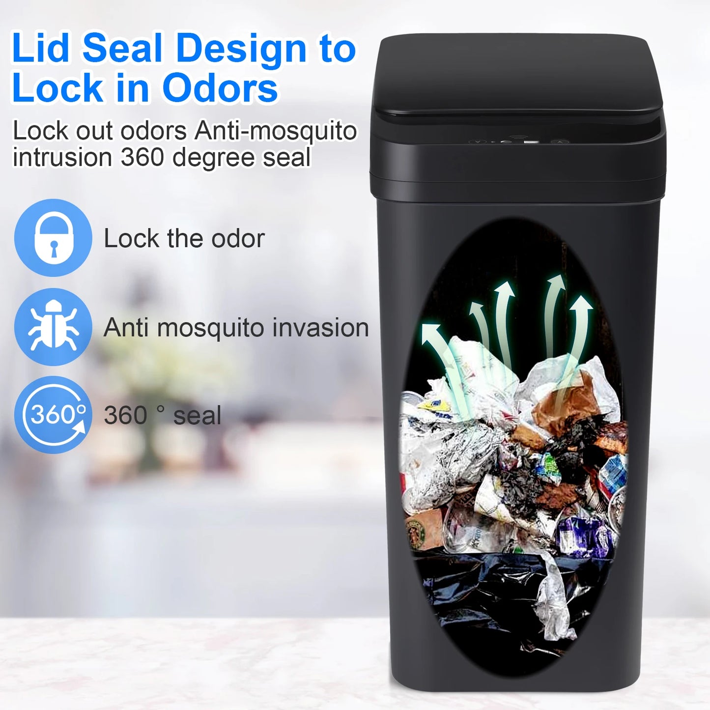 Two Pack Touchless Motion Sensor Trash Cans Slim Design Compact