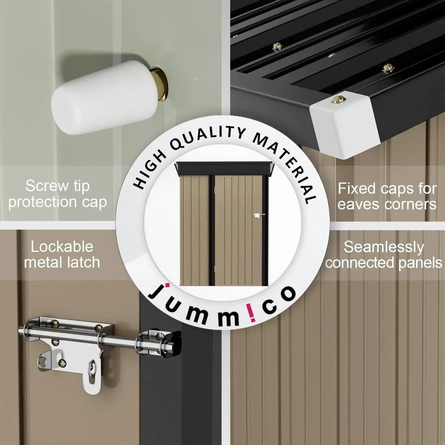 Metal Outdoor Storage Shed With Lockable Door Waterproof Tool Shed