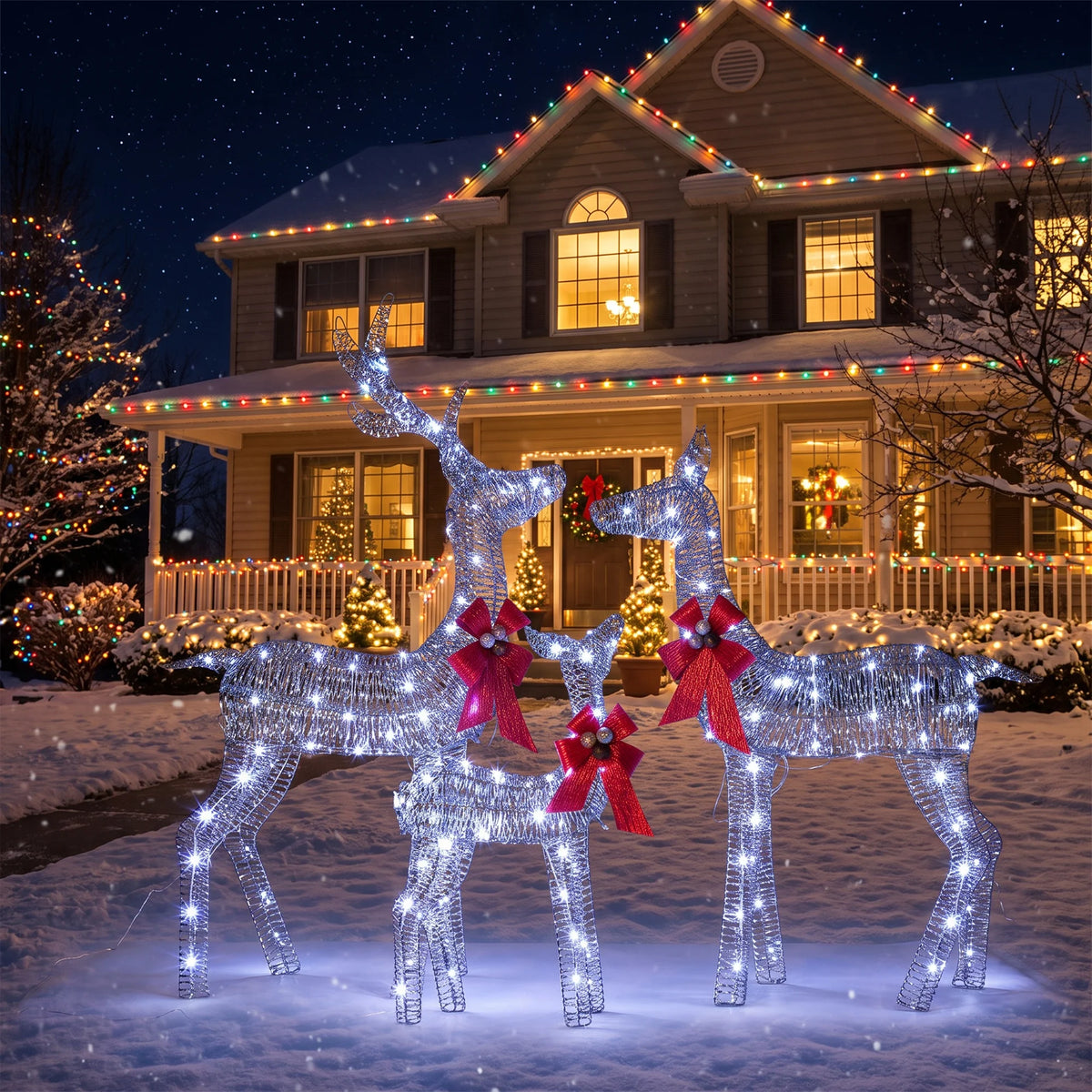 Lighted Christmas Deer Family LED Outdoor Yard Decoration Set