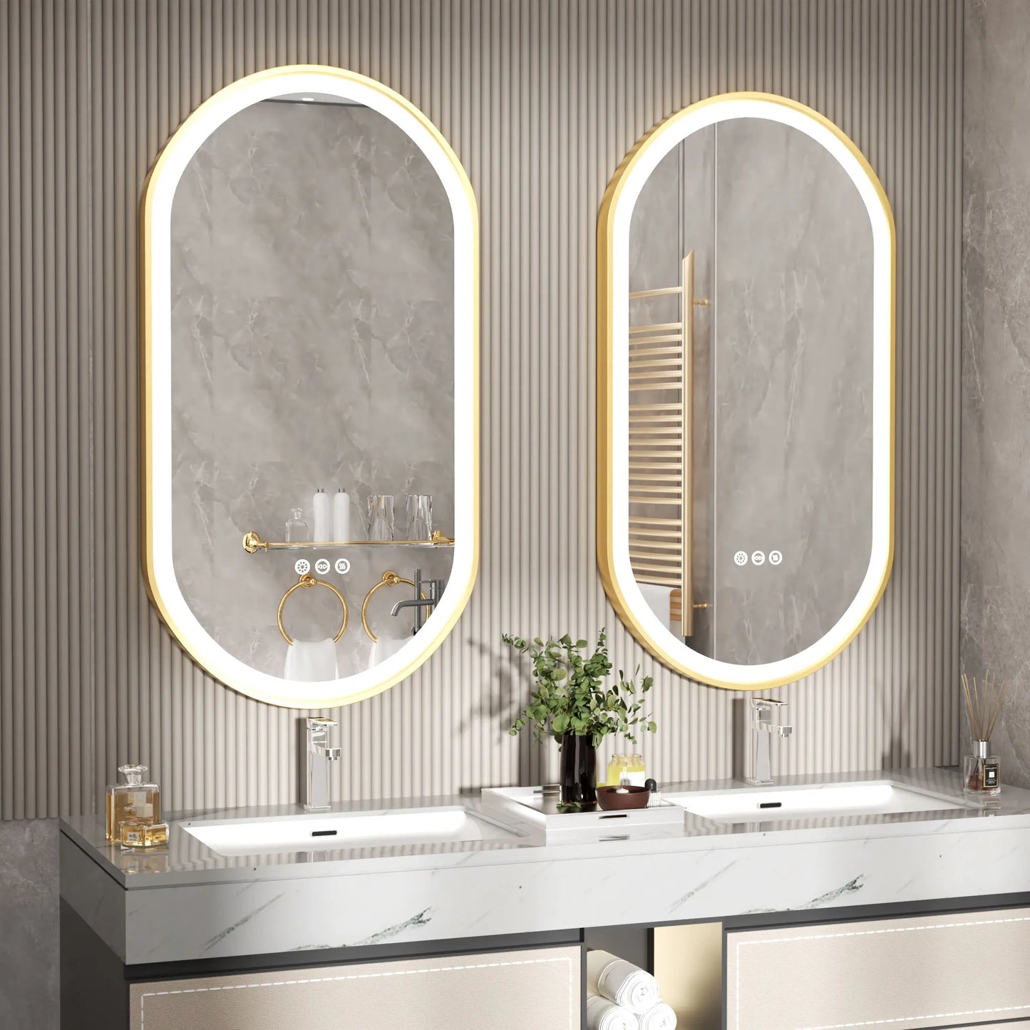 Wisfor Large LED Oval Bathroom Mirror With Dimmable Light
