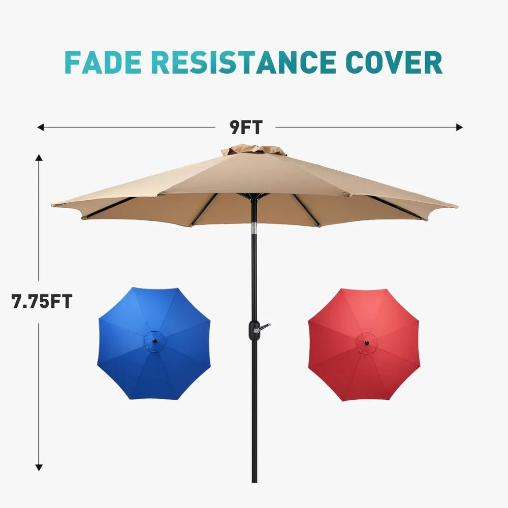 NBVCX Outdoor Patio Umbrella With Tilt Crank And Eight Ribs