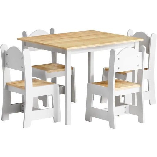 Wooden Kids Table And 4 Chairs Set For Crafts