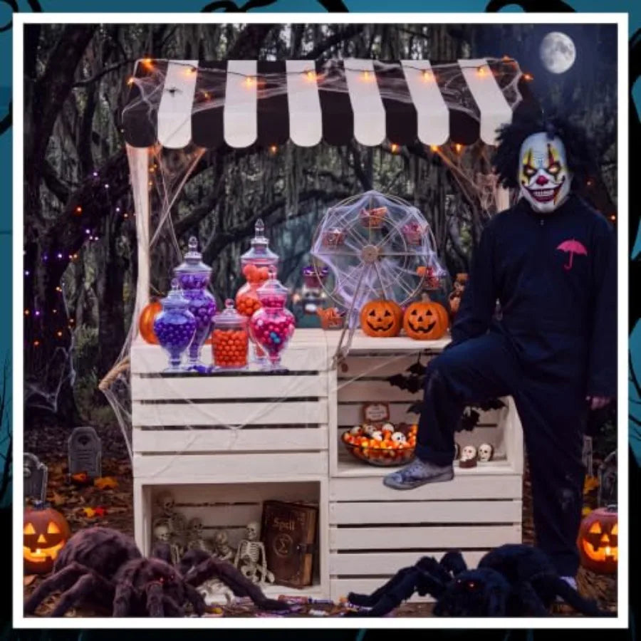 Halloween Vendor Cart Display Stand With Wooden Frame And Awning