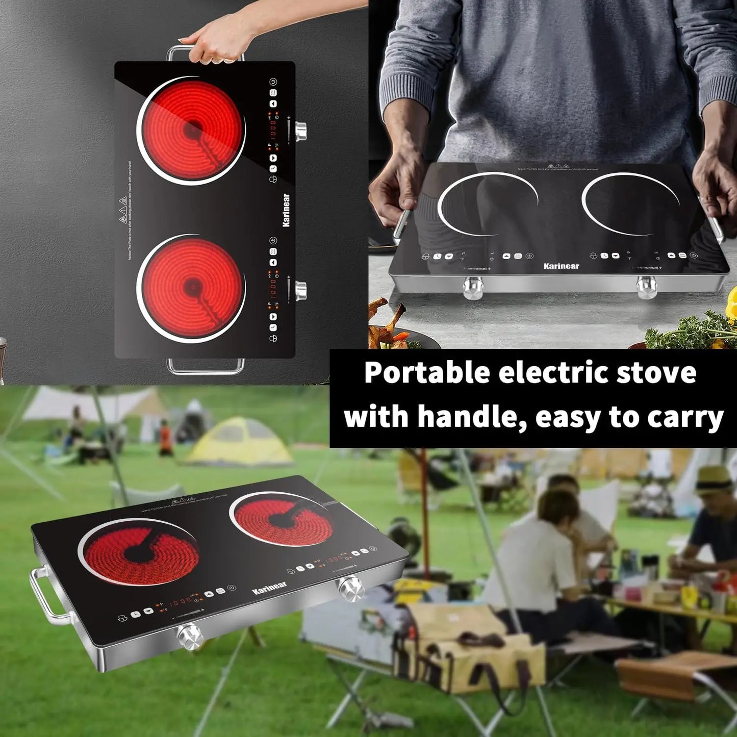 Karinear Dual Zone Ceramic Hob With Knobs And Touch Control