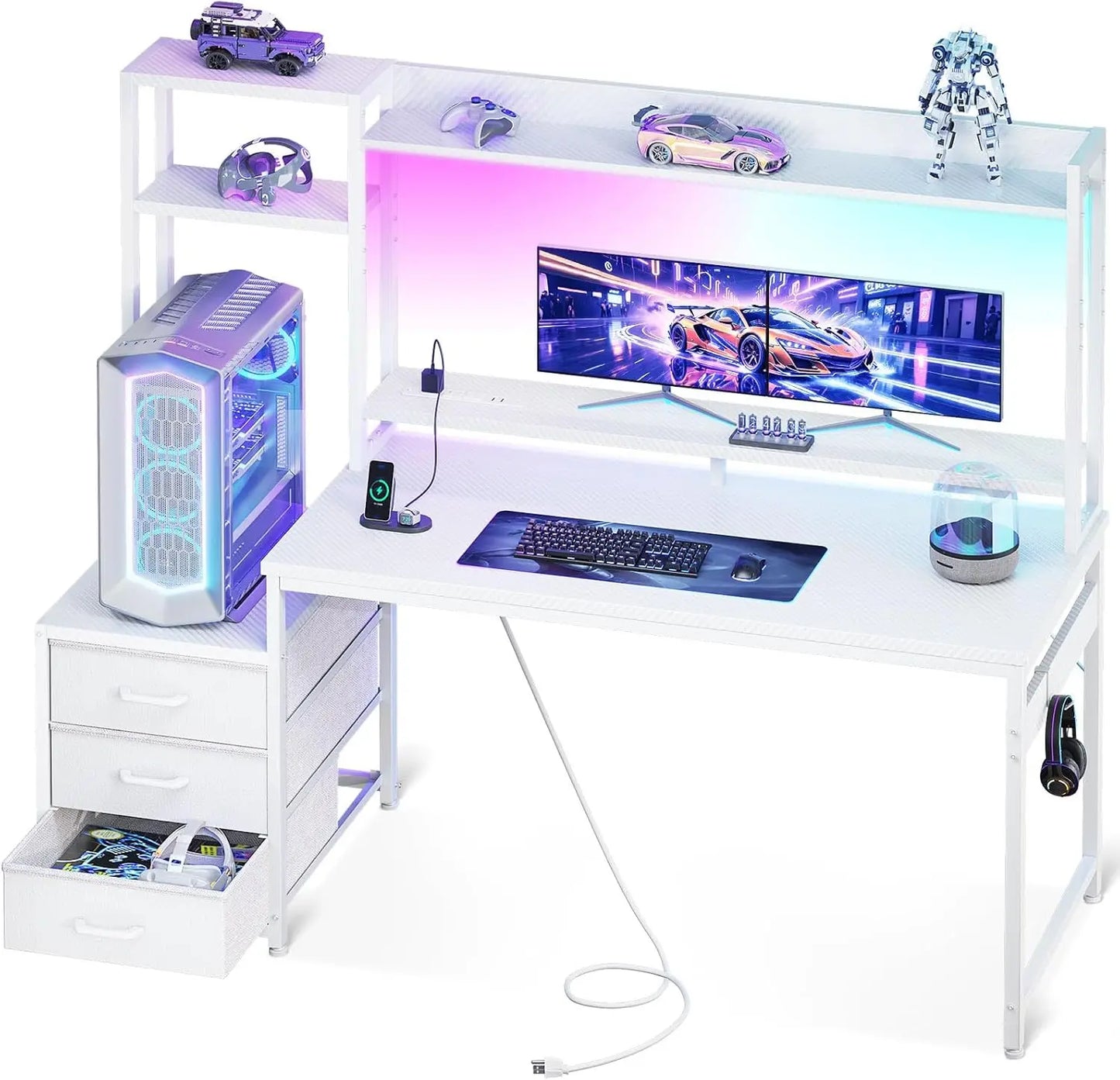 Casaotta 48 Inch Reversible Gaming Desk With Led Light