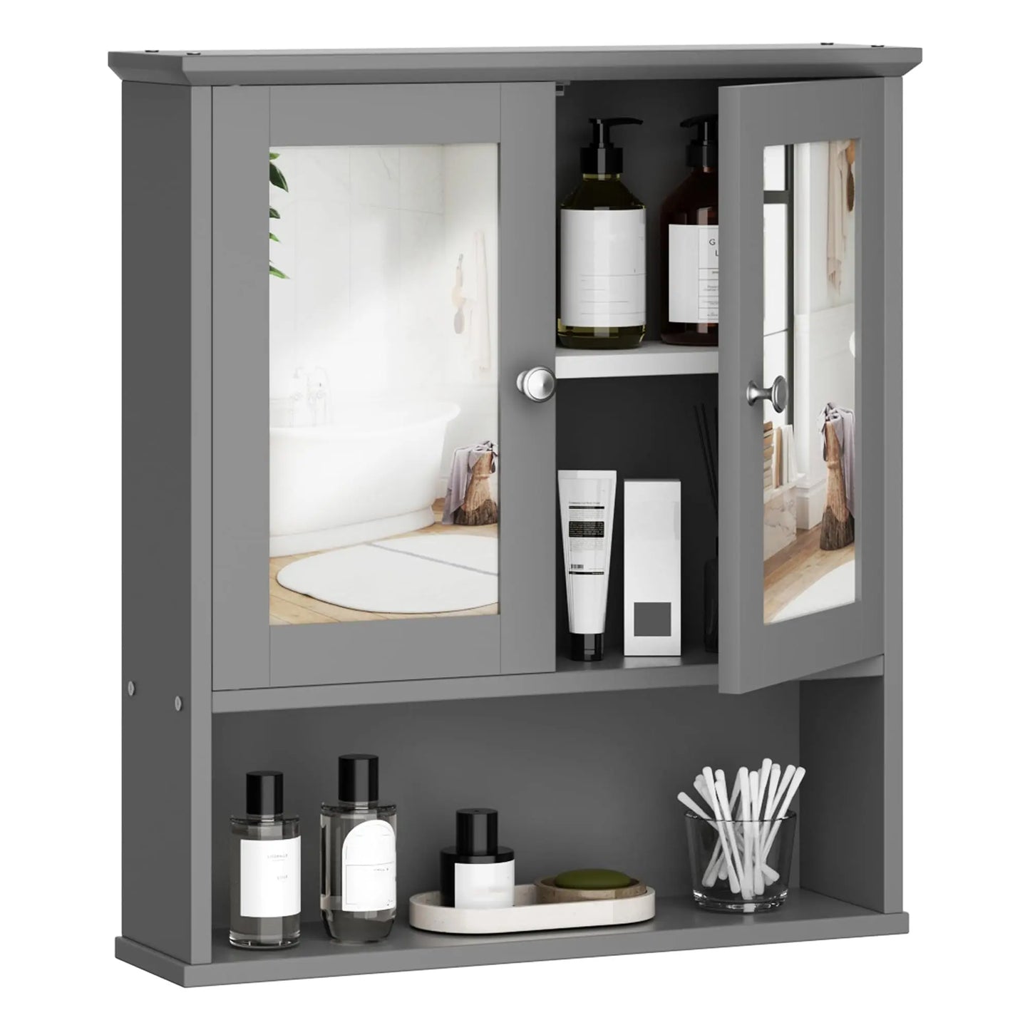 XIUWO Wall Mounted Medicine Cabinet With Mirror And Adjustable Shelves