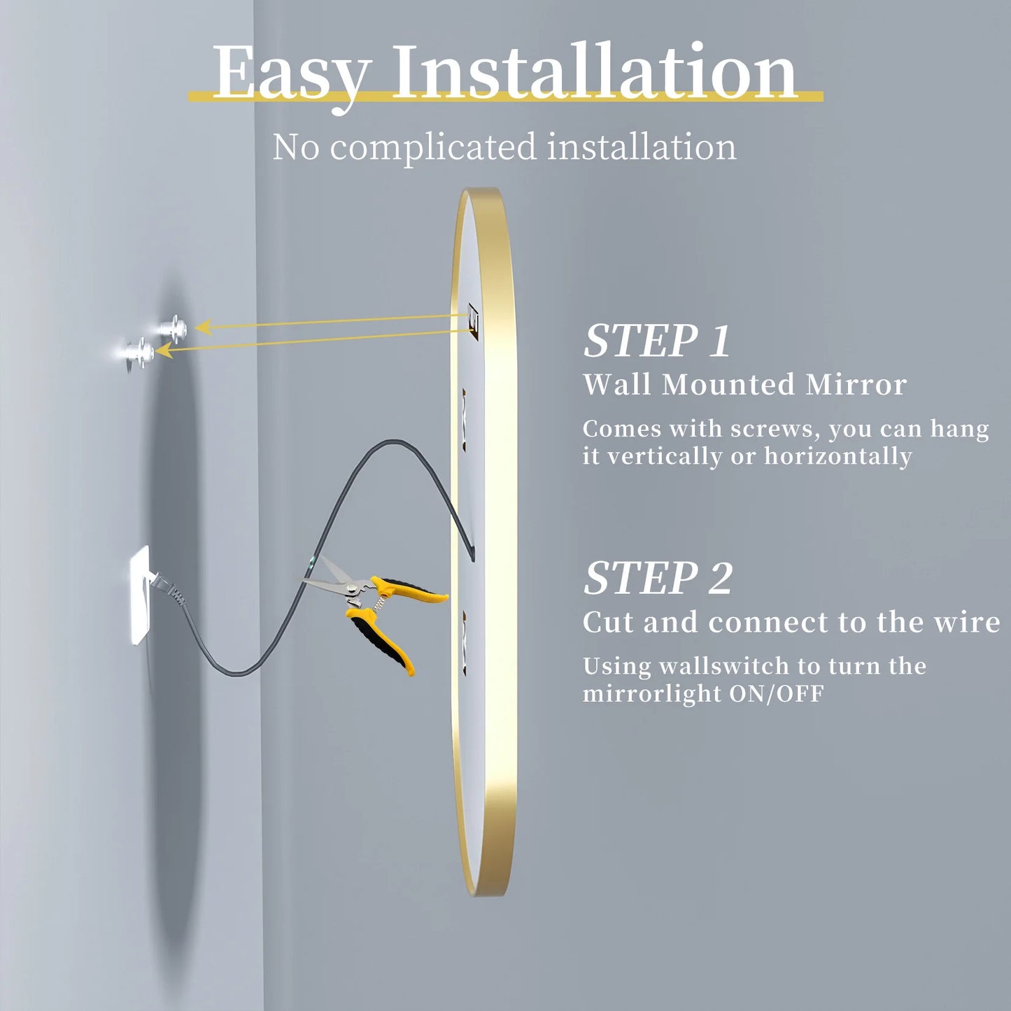 Wisfor Large LED Oval Bathroom Mirror With Dimmable Light