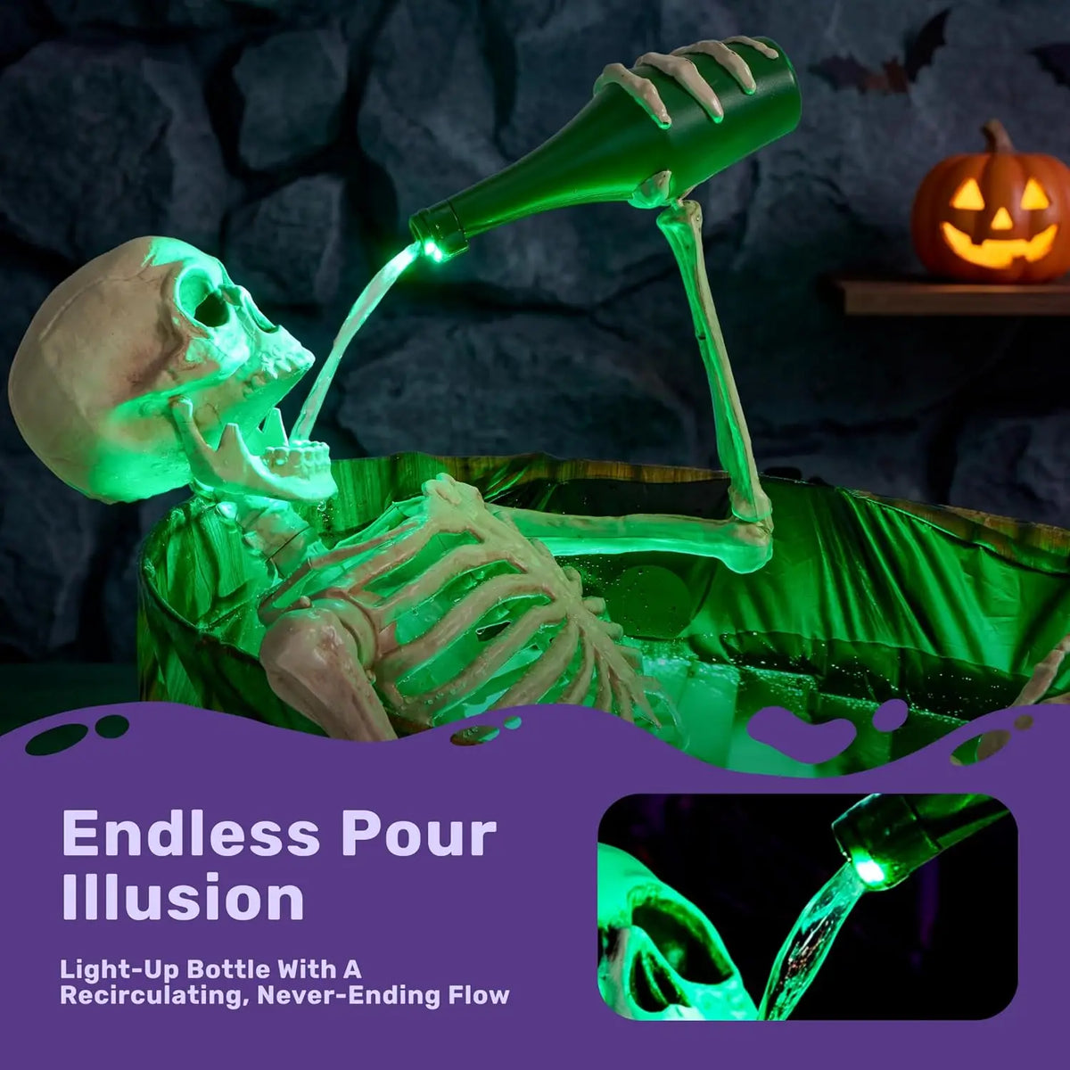 Halloween Animatronic Skeleton With Endless Pouring Effect and Spooky Sounds