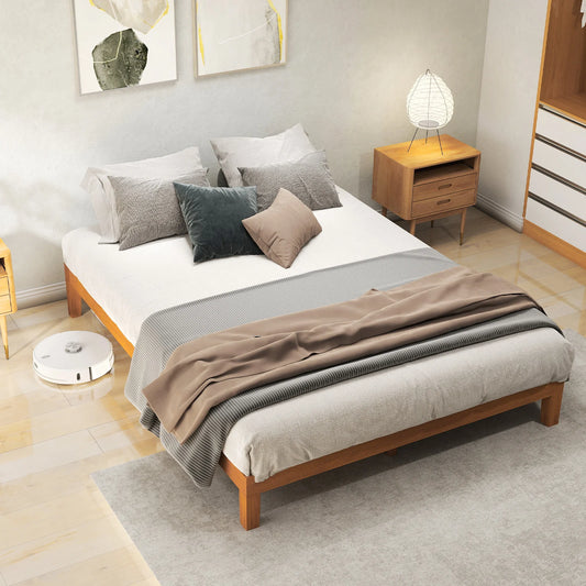 JHK Solid Wood Bed Frame Sturdy Slat Support Easy Assembly