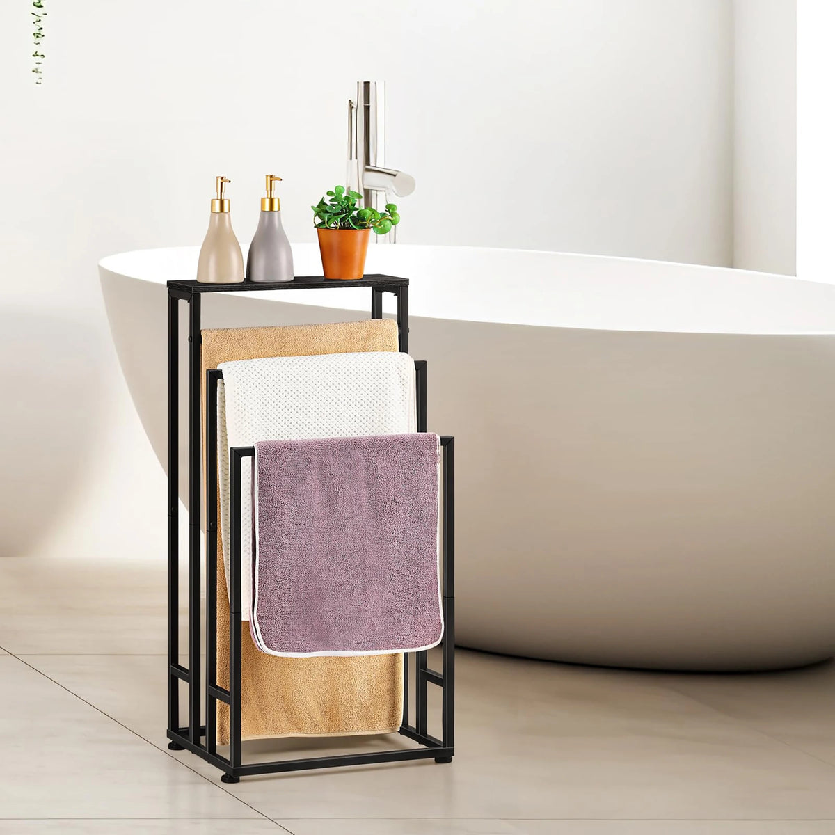Freestanding Stainless Steel Three Tier Towel Rack With Ventilated Design