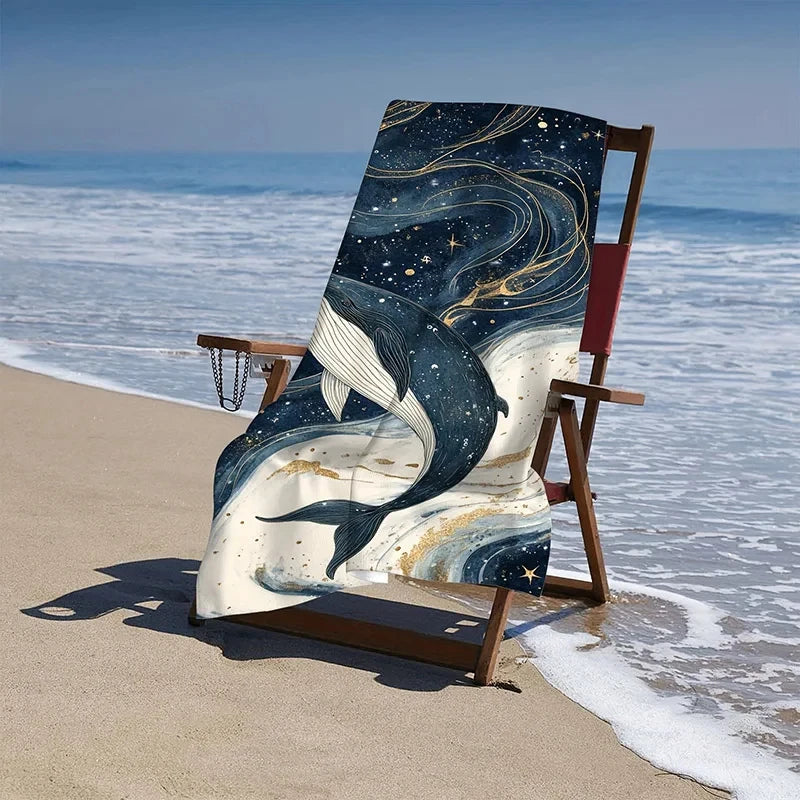 Whale Galaxy Pattern Beach Towel Windproof Outdoor Blanket