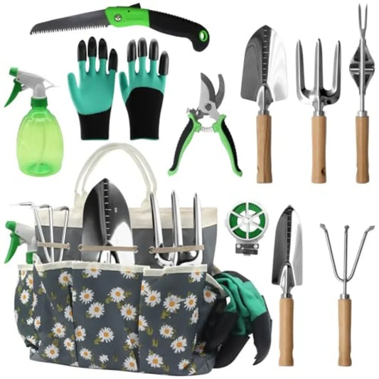 11Piece Gardening Hand Tools Set with Durable Garden Tool Organizer Bag RustResistant and Stylish Heavy Duty Garden Tools for G
