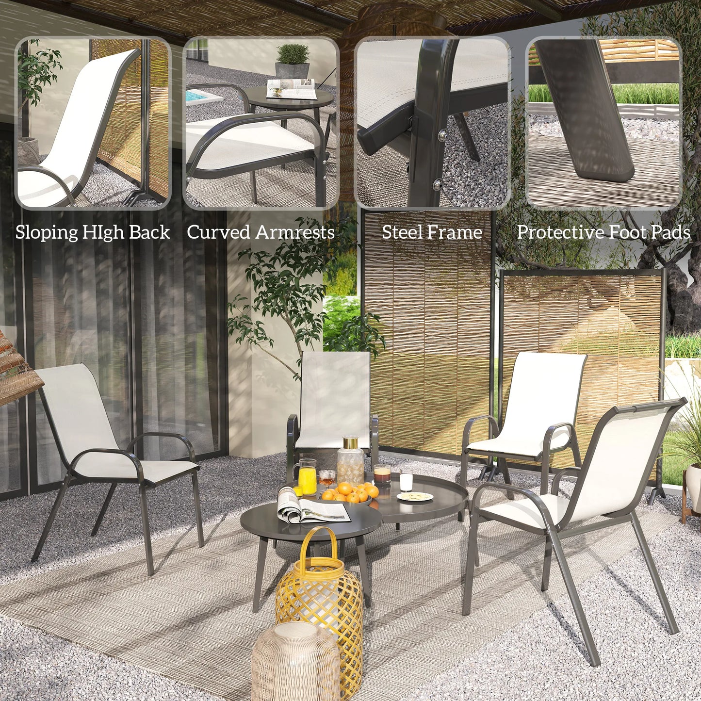 Durable Stackable Outdoor Patio Dining Chairs Set Of 4