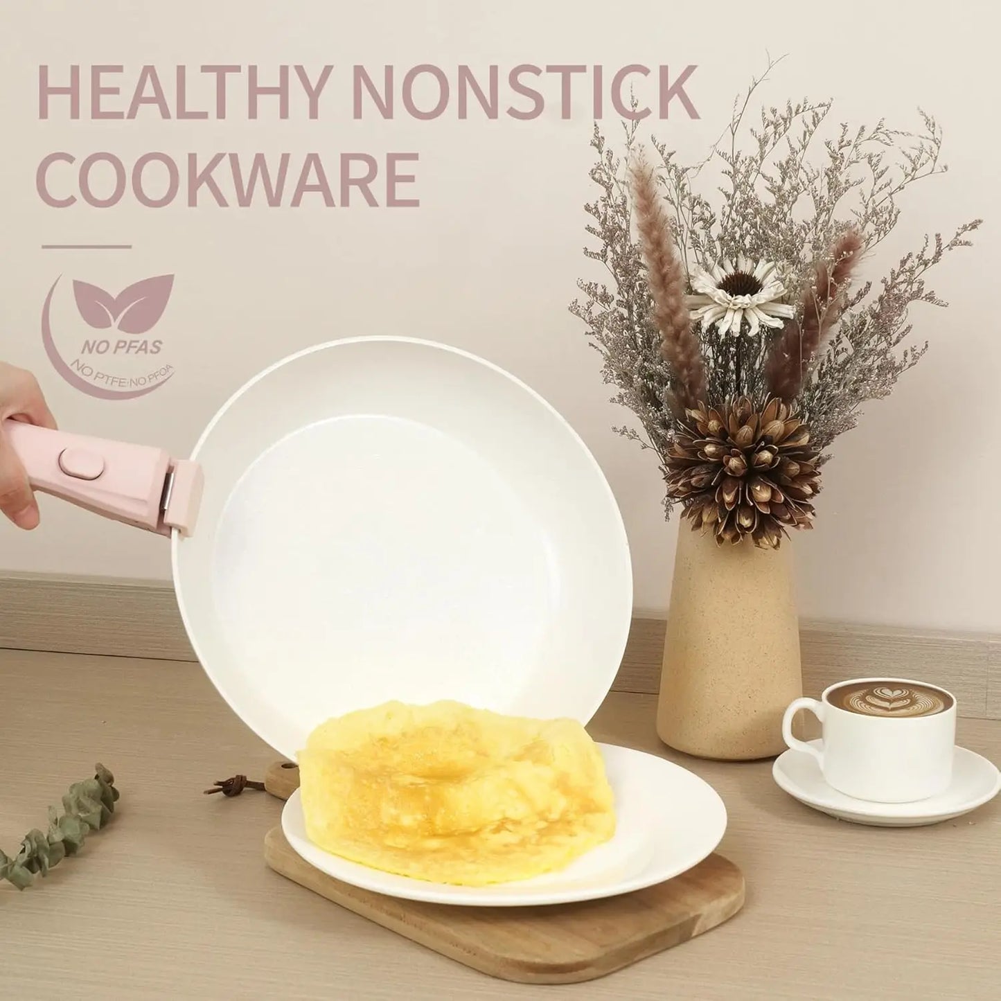 23pcs Ceramic Pots and Pans Set, Nonstick Detachable Handle Cookware, Induction Kitchen Cooking Set with Removable Handle,includ