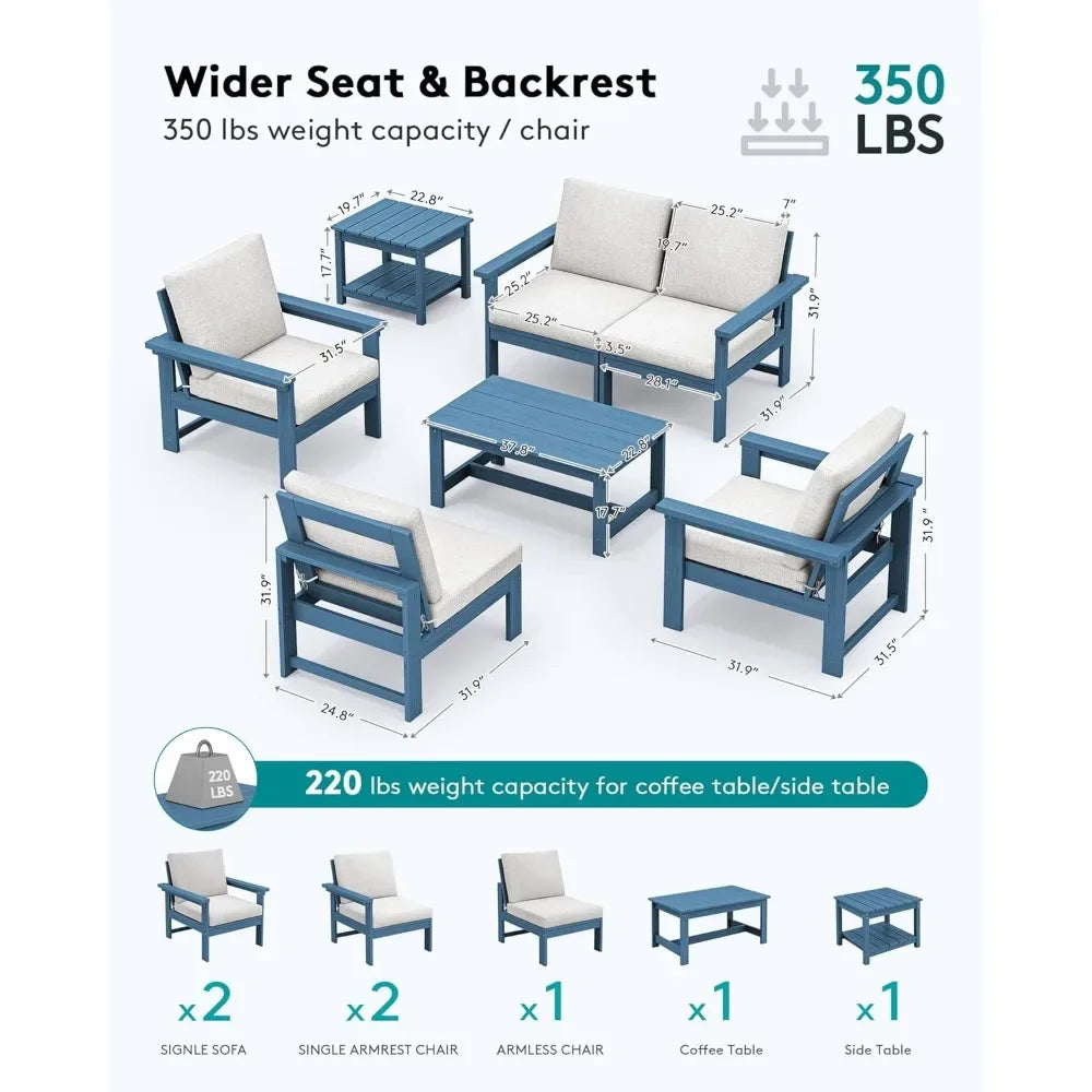 Outdoor All Weather Patio Furniture Set With Conversation Sofa