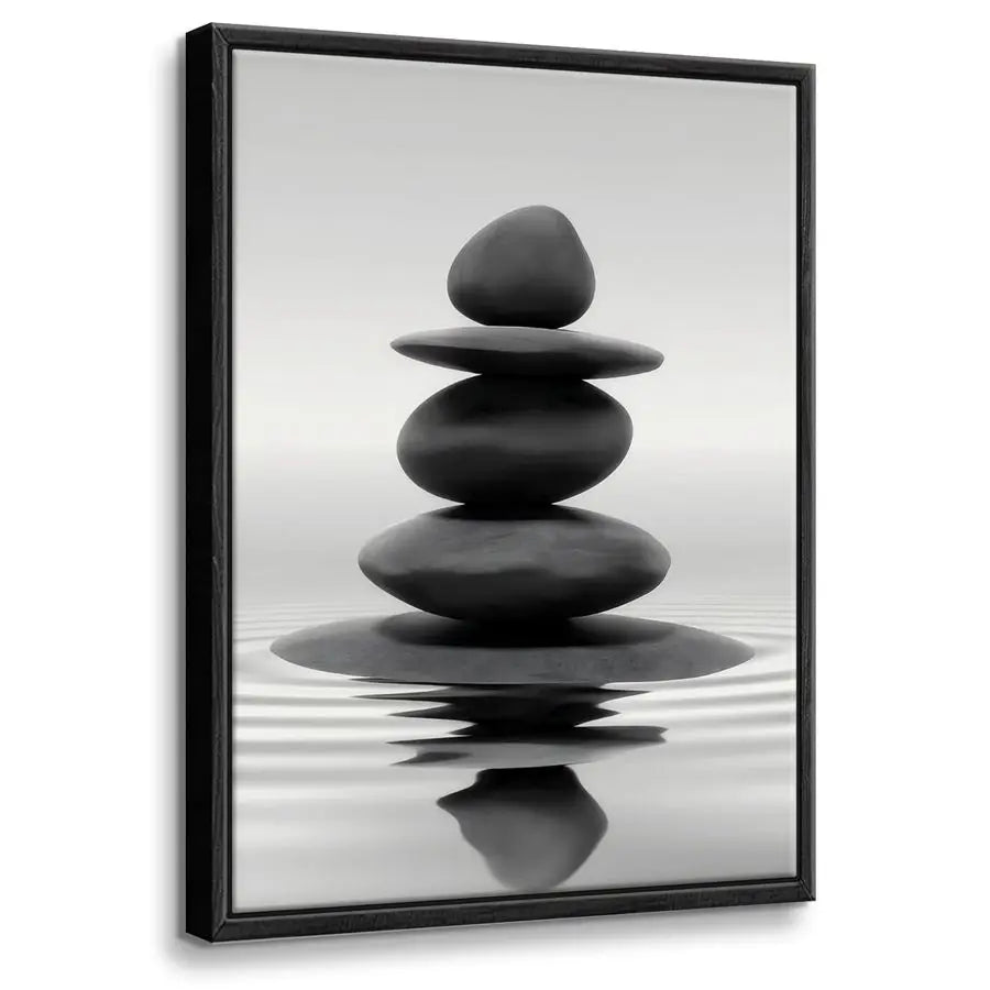 Framed Zen Stones Bathroom Wall Art For Spa And Meditation
