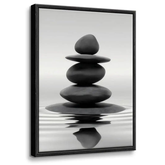 Framed Zen Stones Bathroom Wall Art For Spa And Meditation