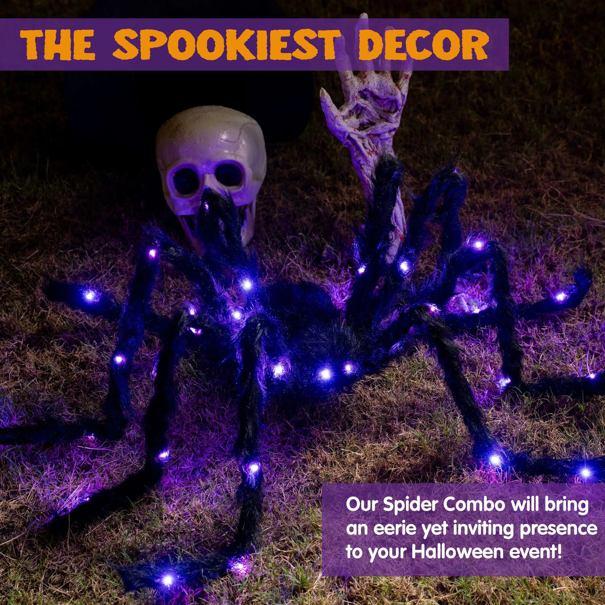Joyfy Light Up Giant Spider Halloween Outdoor Decoration