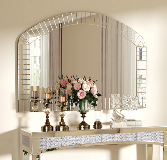 Extra Large Arched Wall Mirror With Beveled Glass Home Decor
