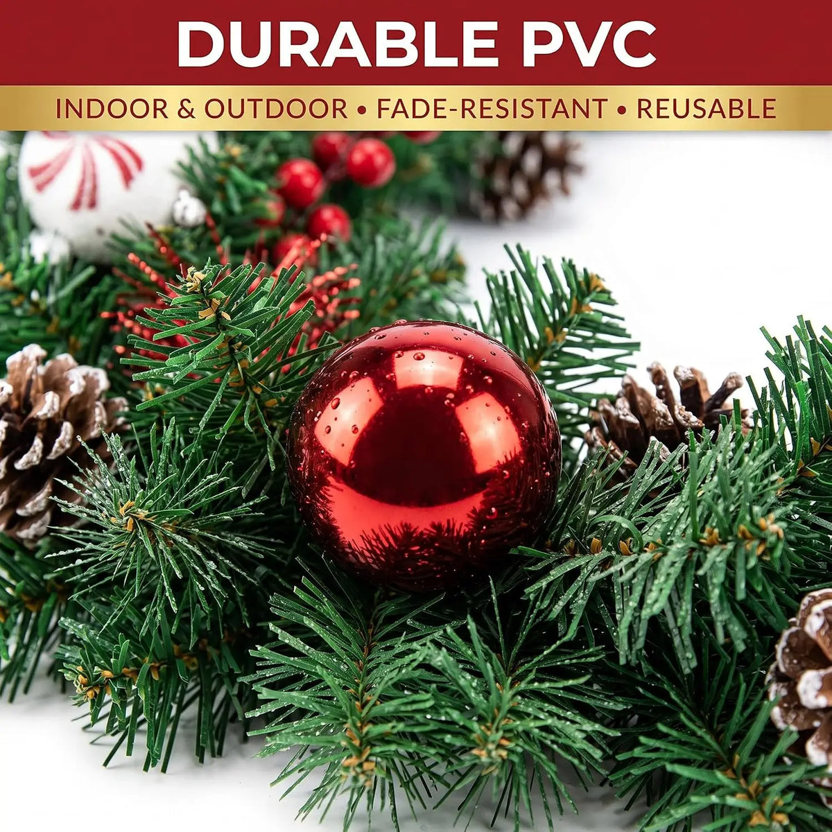 Artificial Christmas Garland With Pinecones And Berry Accents